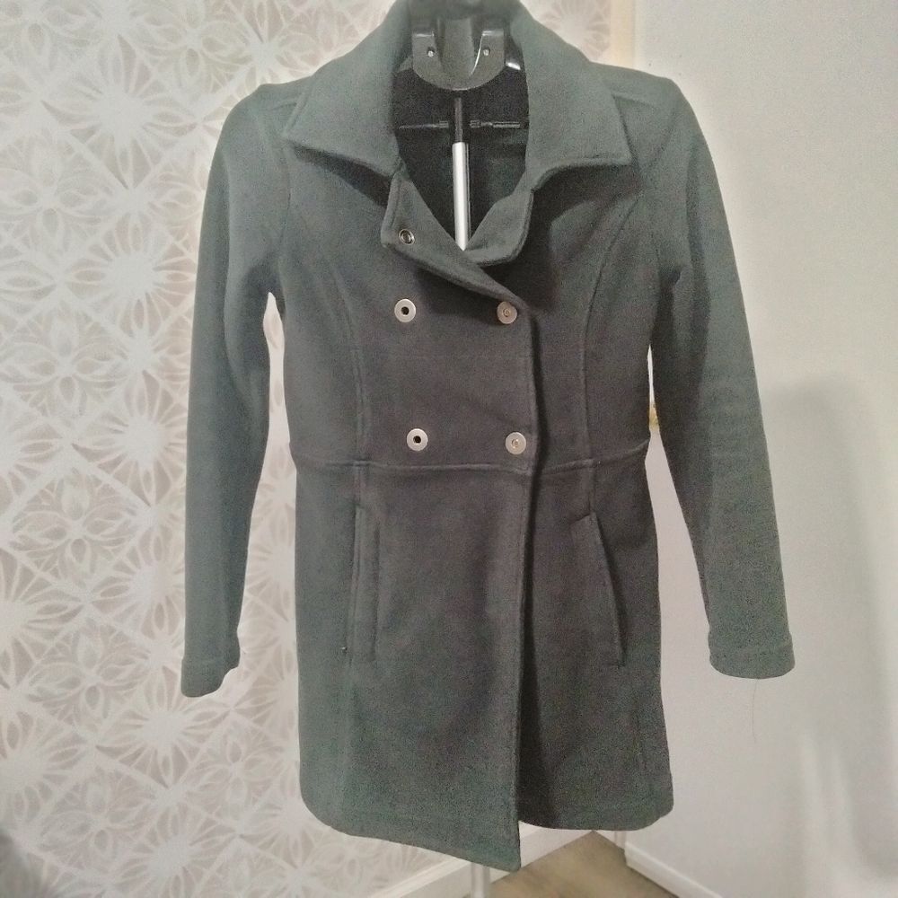 Athleta Switchback Fleece Double-Breasted Pea Coat Gray